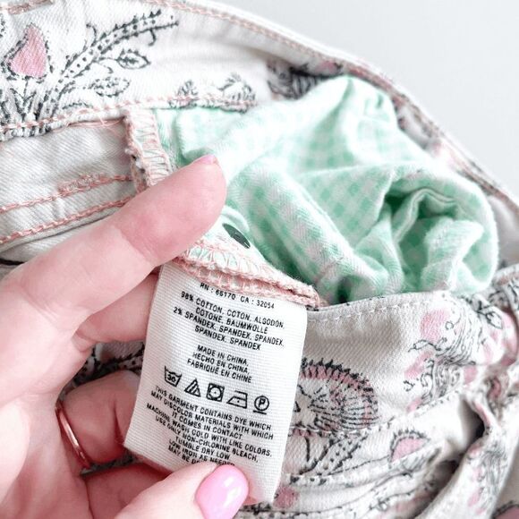 Anthropologie Pilcro and the Letterpress Womens Jeans Skinny Floral Print Cream - Picture 6 of 11
